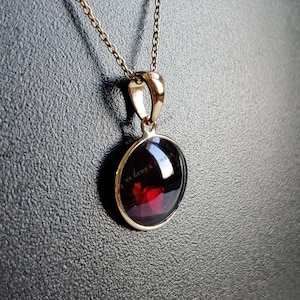 Natural Garnet Pendant, 14K Solid Yellow Gold Garnet Pendant, January Birthstone, Bezel Pendant, Christmas Gift, Garnet Jewelry