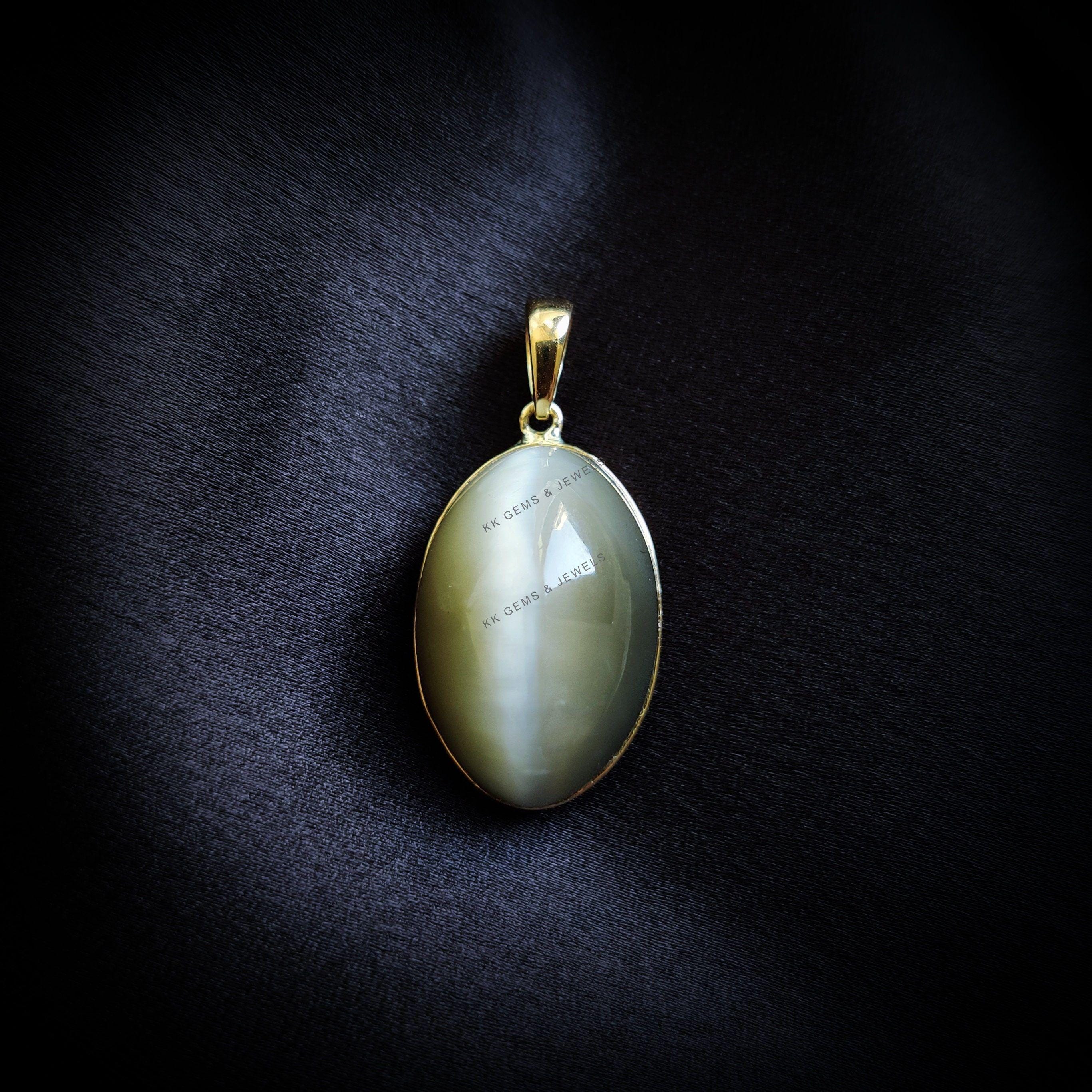 関税送料込 OGR CatsEye キャッツアイ Silver Shoes Cats Eye Natural Cat's Eye Pendant, 14K Solid Yellow Gold Cats Eye