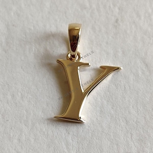 Colgante con inicial Y en oro de 14 quilates, colgante con dije de inicial Y en oro amarillo macizo, colgante con dije de oro, colgante con letra Y, regalo de cumpleaños, colgante con letra