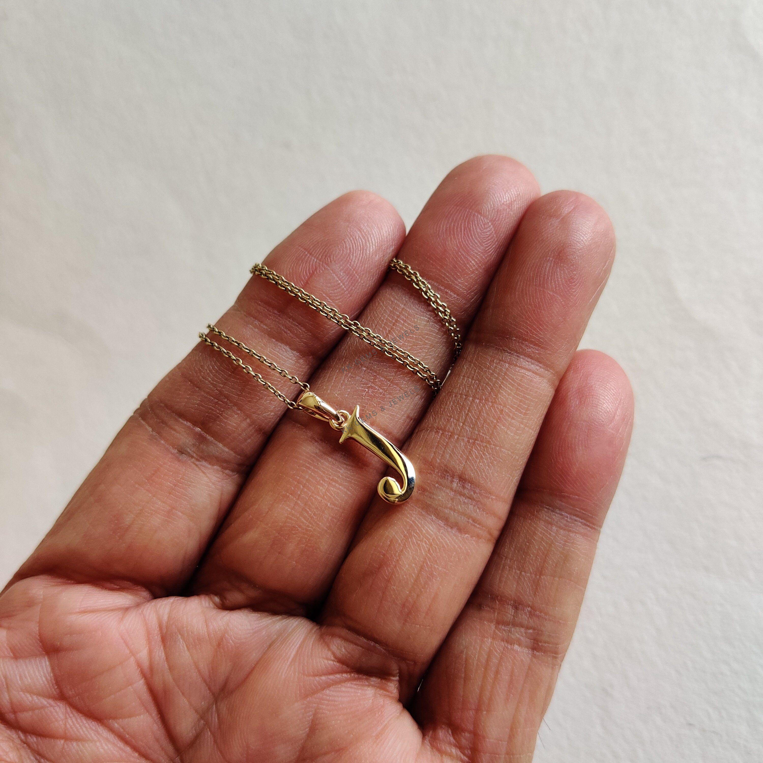 Charm America Gold Initial Letter 'J' Pendant - 14K Solid Gold Handcrafted Charm For Necklace