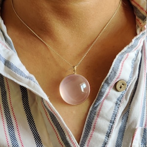 Natural Rose Quartz Pendant, 14K Solid Yellow Gold Rose Quartz Pendant, January Birthstone, Christmas Gift, Rose Quartz Jewelry
