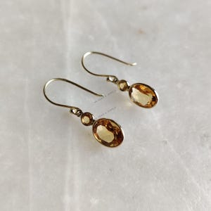 Natural Citrine Earring, 14K Solid Yellow Gold Citrine Earring, November Birthstone Earring, Bezel Earring, Citrine Jewelry, Christmas Gift