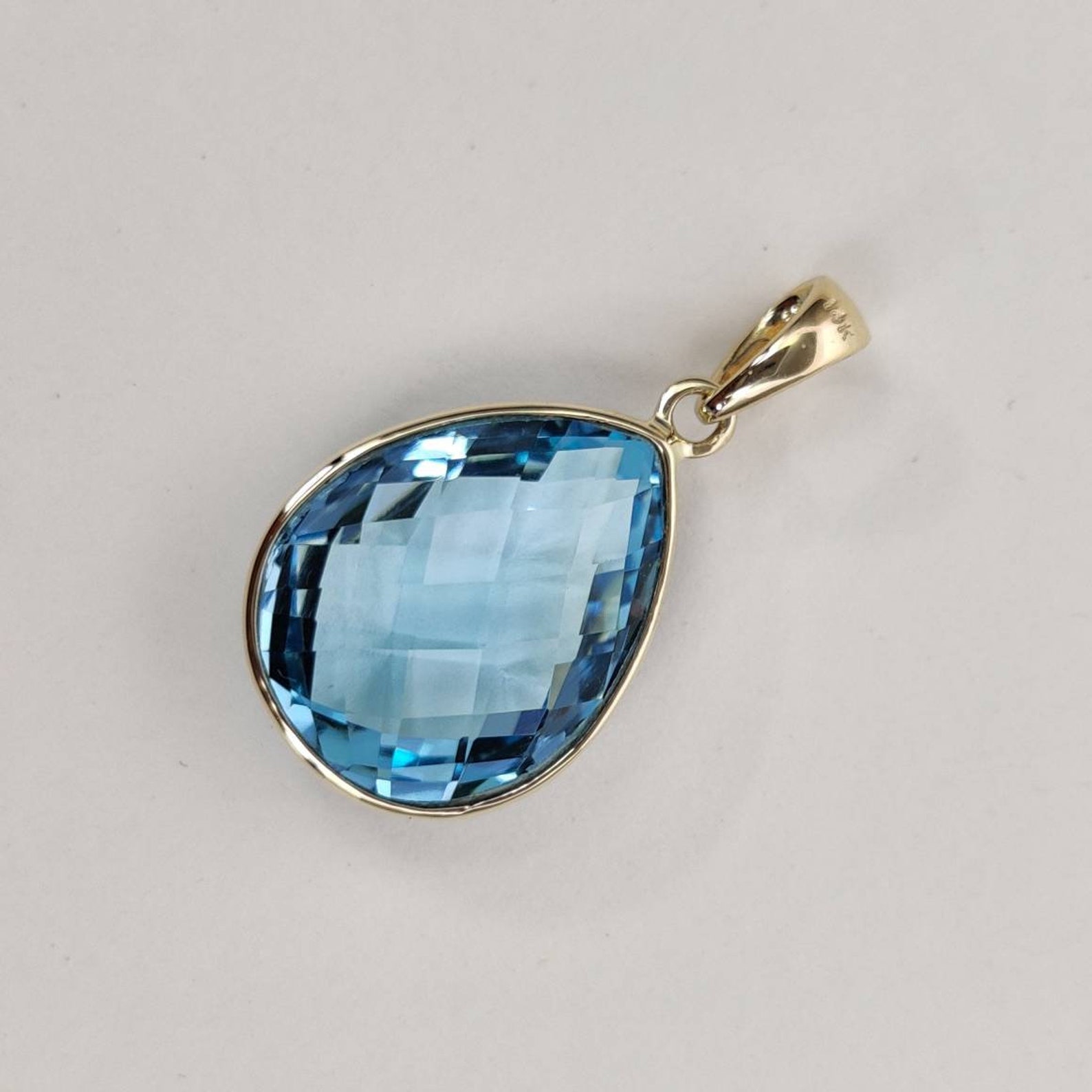 Sky Blue Topaz Necklace Sky Blue Topaz 14k Solid Gold Pendant Etsy