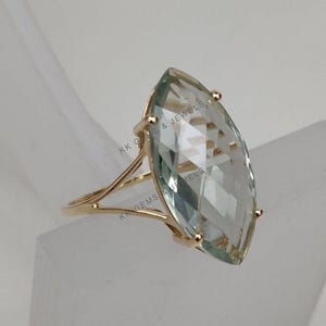Natural Green Amethyst Ring, 14K Solid Yellow Gold Green Amethyst Ring, February Birthstone Ring, Green Amethyst Jewelry, Christmas Gift