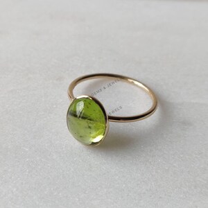 Natural Peridot Ring, 14K Solid Yellow Gold Peridot Ring, Bezel Ring, August Birthstone, Oval Ring, Peridot Jewelry, Christmas Gift