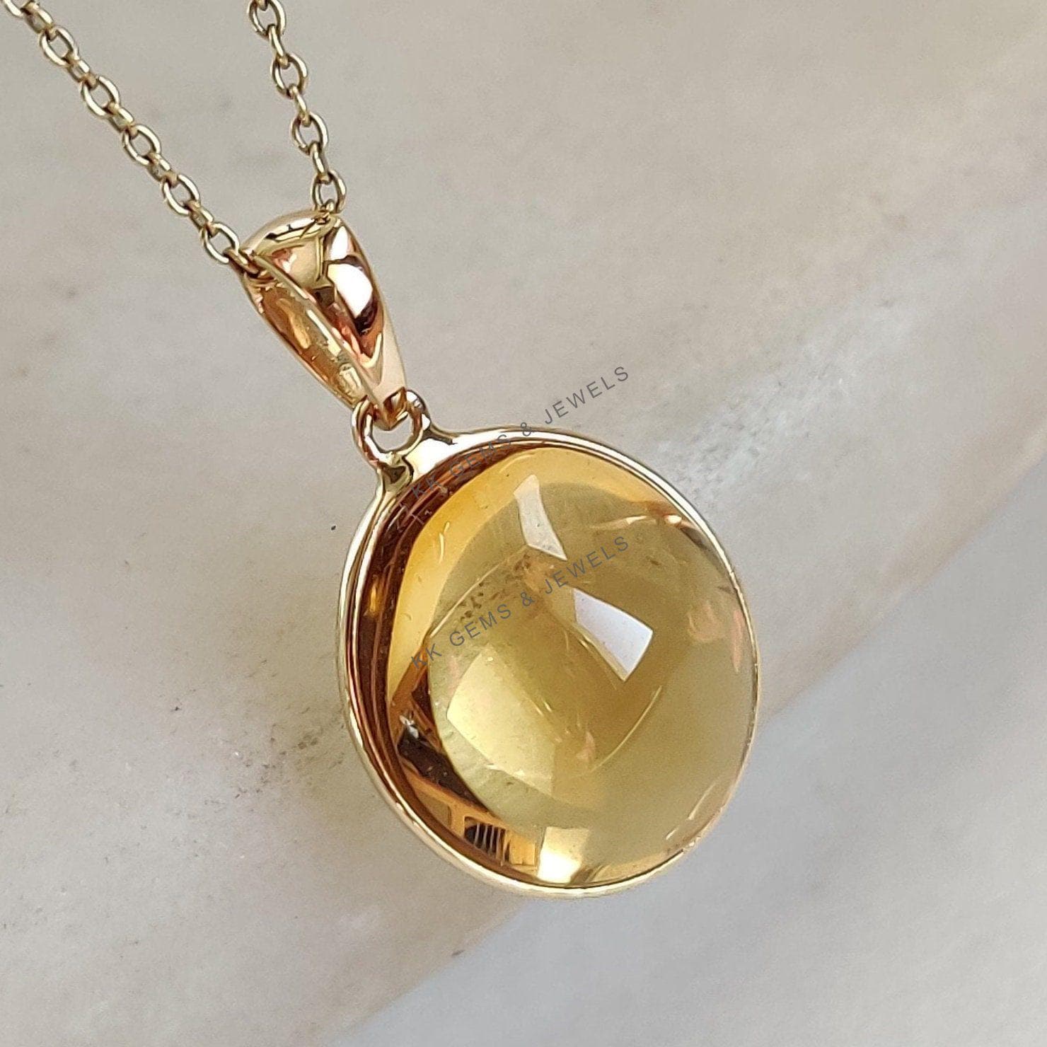 Pendentif En Pierre Citrine (?) - Monture Ajourée - Occasion - Bijou à étudier