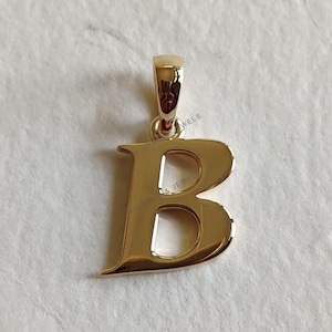 Colgante con inicial B en oro de 14 quilates, colgante con dije de inicial B en oro amarillo macizo, colgante con dije de oro, colgante con letra B, regalo de cumpleaños, colgante con letra