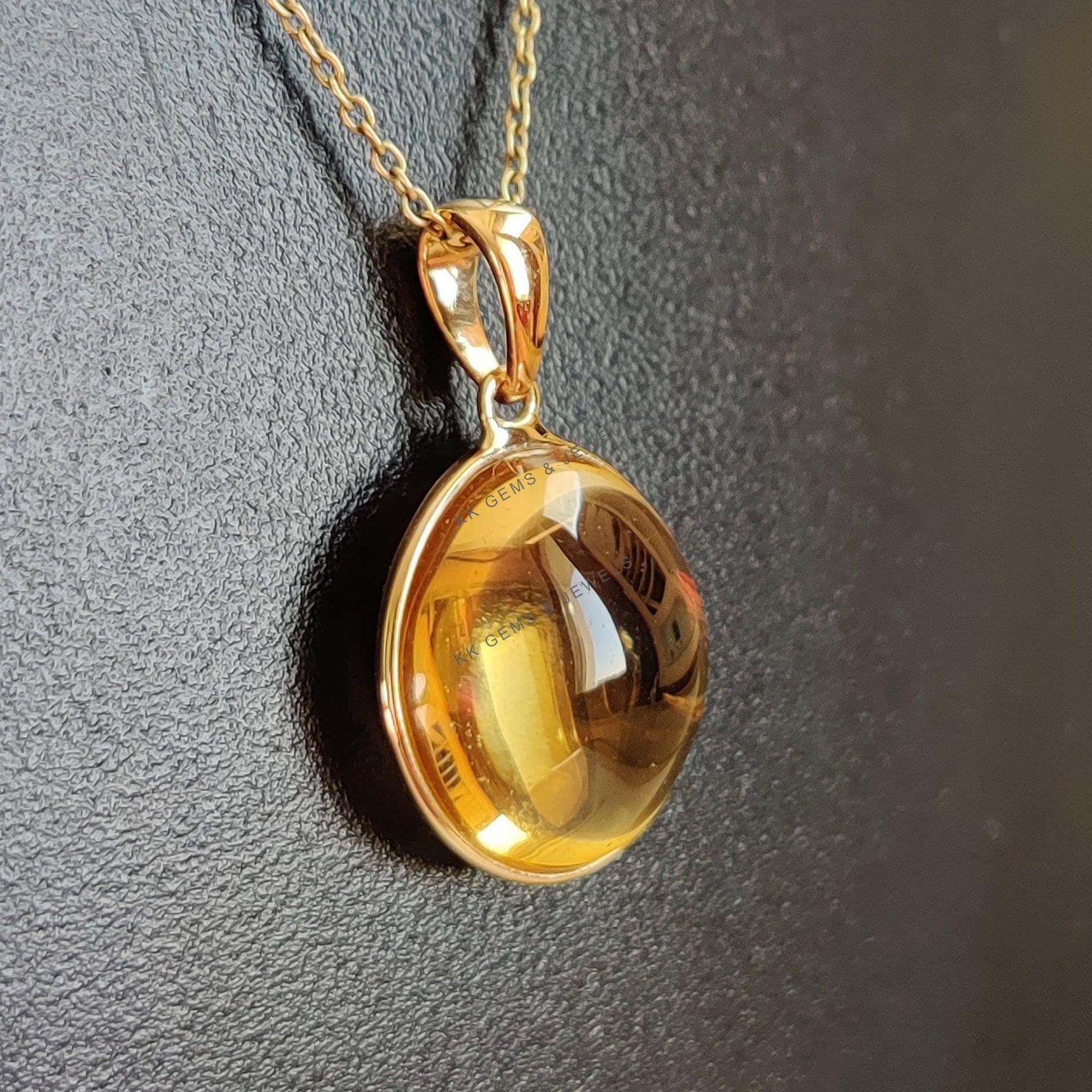 Pendentif En Pierre Citrine (?) - Monture Ajourée - Occasion - Bijou à étudier