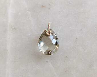 Natural Green Amethyst Pendant, 14K Solid Yellow Gold Green Amethyst Pendant, February Birthstone, Amethyst Jewelry, Christmas Present