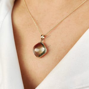 Natural Green Amethyst Pendant, 14K Solid Yellow Gold Green Amethyst Pendant, February Birthstone Pendant, Christmas Gift, Amethyst Jewelry
