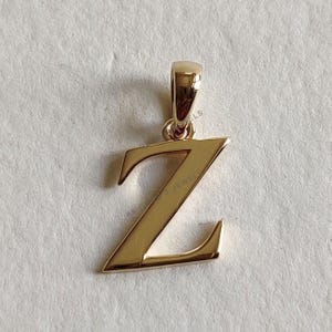 Colgante con inicial Z de oro de 14 quilates, colgante con dije de inicial Z de oro amarillo macizo, colgante con dije de oro, colgante con letra Z, regalo de cumpleaños, colgante con letra