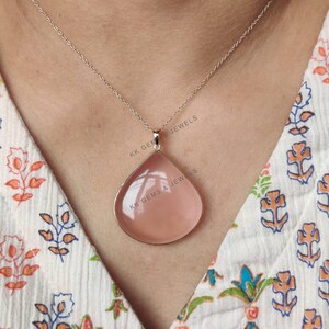 Natural Rose Quartz Pendant, 14K Solid Yellow Gold Quartz Pendant, January Birthstone, Bezel Pendant, Christmas Gift, Rose Quartz Jewelry