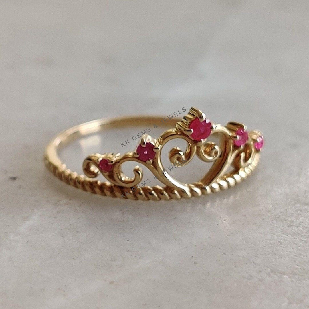 Natural Ruby Ring, 14K Solid Yellow Gold Ruby Ring, July Birthstone ...