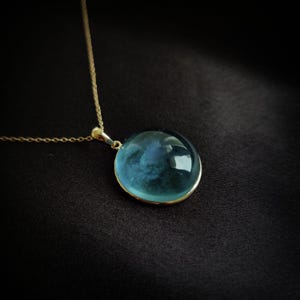 Natural Fluorite Pendant, 14K Solid Yellow Gold Fluorite Pendant, March Birthstone, Bezel Pendant, Anniversary Gift, Fluorite Jewelry