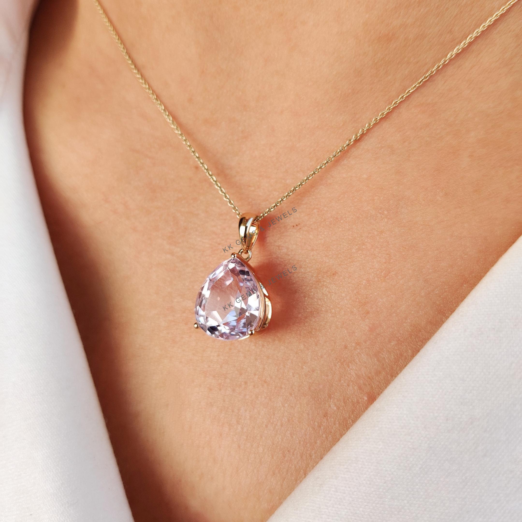 ✨✨新品「夕べの宝石」クンツァイト & ダイヤモンド ペンダント