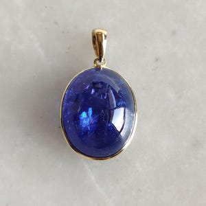 Natural Tanzanite Pendant, 14K Solid Yellow Gold Tanzanite Pendant, Bezel Pendant, December Birthstone, Christmas Gift, Tanzanite Jewelry