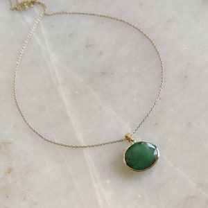 Natural Emerald Pendant, 14K Solid Yellow Gold Emerald Pendant, Solid Gold Pendant Necklace, May Birthstone, Christmas Gift, Emerald Jewelry image 4