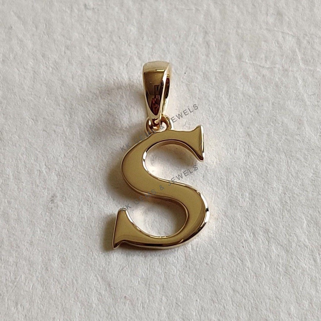 Buy 14K Gold Initial S Pendant, Solid Yellow Gold Initial S Charm Pendant,  Gold Charm Pendant, Alphabet S Pendant, Birthday Gift, Letter Pendant