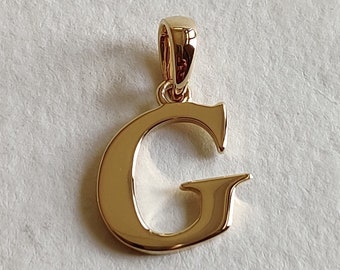 Colgante G inicial de oro de 14K, colgante de encanto G inicial de oro amarillo sólido, colgante de encanto de oro, colgante del alfabeto G, regalo de cumpleaños, colgante de letra