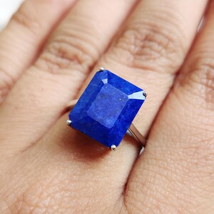 Natural Lapis Lazuli Ring, 14K Solid White Gold Lapis Ring, September Birthstone Ring, Dainty Ring, Christmas Present, Lapis Lazuli Jewelry