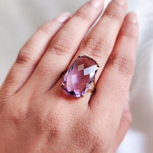 Natural Purple Amethyst Ring, 14K Solid Yellow Gold Amethyst Ring, February Birthstone Ring, Amethyst Jewelry, Christmas Present