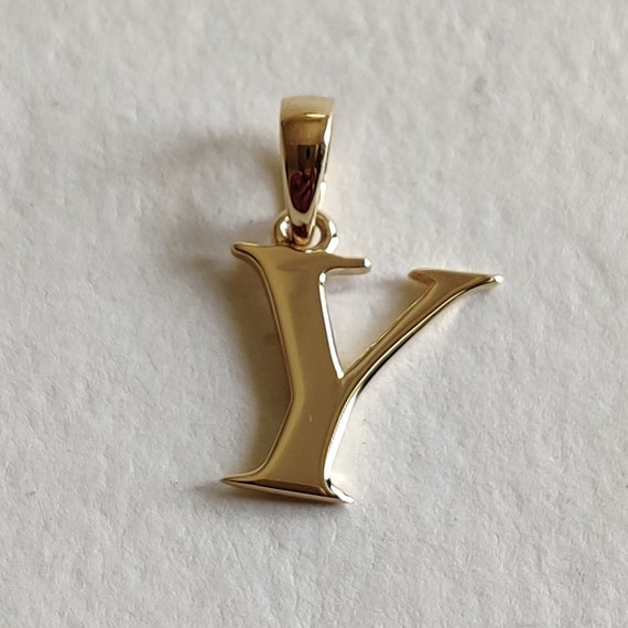 14K Gold Initial Y Pendant Solid Yellow Gold Initial Y Charm Pendant Gold Charm Pendant Alphabet Y Pendant Birthday Gift Letter Pendant Etsy