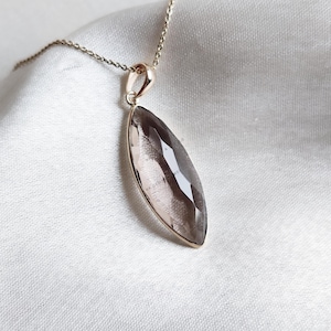 Natural Smoky Quartz Pendant, 14K Solid Yellow Gold Smoky Quartz Pendant, Marquise Faceted Pendant, June Birthstone Pendant, Christmas Gift