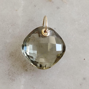 Natural Green Amethyst Pendant, 14K Solid Yellow Gold Amethyst Pendant, February Birthstone Pendant, Green Amethyst Jewelry, Christmas Gift