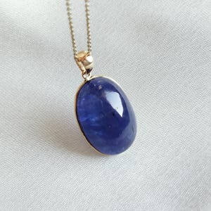 Natural Tanzanite Pendant, 14K Solid Yellow Gold Tanzanite Pendant, Bezel Pendant, December Birthstone, Tanzanite Jewelry, Valentine Gift