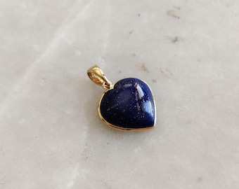 Natural Lapis Lazuli Heart Pendant, 14K Solid Yellow Gold Lapis Lazuli Pendant, Heart Pendant, September Birthstone, Christmas Gift