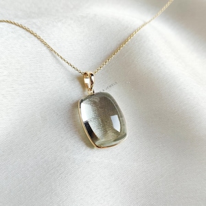 Natural Green Amethyst Pendant, 14K Solid Yellow Gold Green Amethyst Pendant, February Birthstone Pendant, Christmas Gift, Amethyst Jewelry
