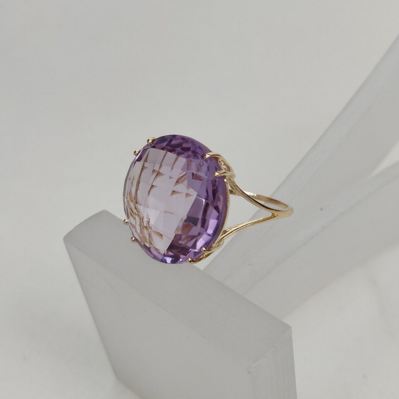 Natural Rose Quartz Ring Gift for her Bridesmaids/' and alternative Engagement Ring 14K Yellow Solid Gold Gemstone Ring