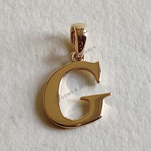 Colgante con la inicial G en oro de 14 quilates, colgante con dije de la inicial G en oro amarillo macizo, colgante con dije de oro, colgante con la letra G, regalo de cumpleaños, colgante con letra