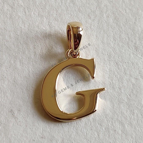 Solid 14K Yellow Gold Initial Letter G Charm Pendant - Personalized Alphabet Jewelry - Gift Ready - View #2
