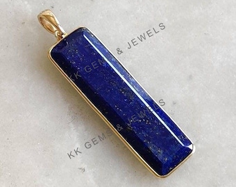 Natürlicher Lapislazuli Anhänger, 14K massiver Gelbgold Lapis Anhänger, Lünette Anhänger, September Geburtsstein, Geburtstagsgeschenk, Lapis Lazuli Schmuck