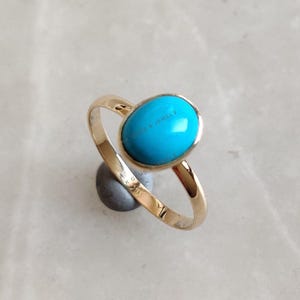 Natural Turquoise Ring, 14K Solid Yellow Gold Turquoise Ring, Turquoise Bezel Ring, December Birthstone, Turquoise Jewelry, Engagement Ring