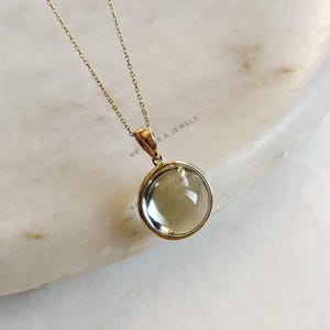 Natural Green Amethyst Pendant, 14K Solid Yellow Gold Amethyst Pendant, February Birthstone, Bezel Pendant, Christmas Gift, Amethyst Jewelry