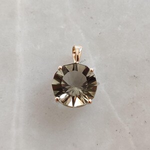Natural Green Amethyst Pendant, 14K Solid Yellow Gold Green Amethyst Pendant, Prong Pendant, February Birthstone, Green Amethyst Jewelry