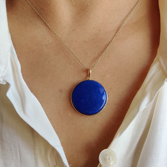 Yellow gold lapis on sale pendant