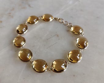 Natürliche Citrin Armband, 14K Solid Gelb Gold Edelstein Lünette Armband