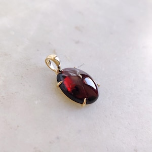Natural Garnet Pendant, 14K Solid Yellow Gold Pendant, January Birthstone Pendant, Oval Garnet Pendant, Garnet Jewelry, Christmas Gift