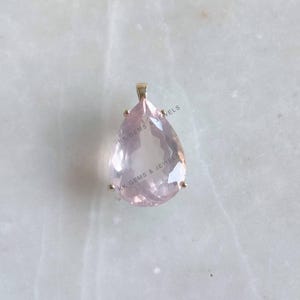 Natural Rose Quartz Pendant, 14K Solid Yellow Gold Rose Quartz Pendant, January Birthstone Pendant, Birthday Present, Rose Quartz Jewelry