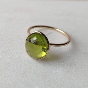 Natural Peridot Ring, 14K Solid Yellow Gold Peridot Ring, Engagement Ring, Minimalist Jewelry, August Birthstone, Peridot Jewelry