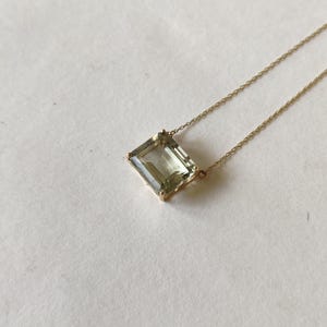 Natural Green Amethyst Pendant, 14K Yellow Gold Amethyst Pendant, Solid Gold Prong Necklace, February Birthstone Pendant, Christmas Gift
