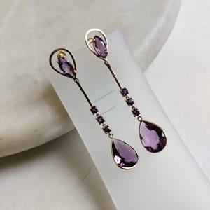 Natural Purple Amethyst Earring, 14K Solid Yellow Gold Amethyst Earring, February Birthstone, Christmas Gift, Purple Amethyst Jewelry