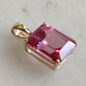 Natural Pink Topaz Pendant, 14K Solid Yellow Gold Pink Topaz Pendant, Octagon Pendant, November Birthstone, Christmas Gift, Topaz Jewelry