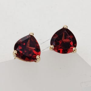 Natural Garnet Studs Earrings, 14K Solid Yellow Gold Garnet Studs Earrings, January Birthstone Earrings, Valentine Day Gift, Garnet Jewelry
