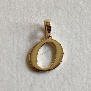 Colgante con inicial O en oro de 14 quilates, colgante con dije de inicial O en oro amarillo macizo, colgante con dije de oro, colgante con letra O, regalo de cumpleaños, colgante con letra