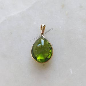 Natural Peridot Pendant, 14K Solid Yellow Gold Peridot Pendant, August Birthstone Pendant, Bezel Pendant, Christmas Gift, Peridot Jewelry