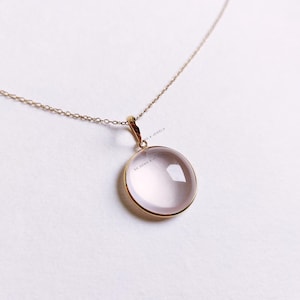 Natural Rose Quartz Pendant, 14K Solid Yellow Gold Rose Quartz Pendant, January Birthstone Pendant, Rose Quartz Jewelry, Christmas Gift